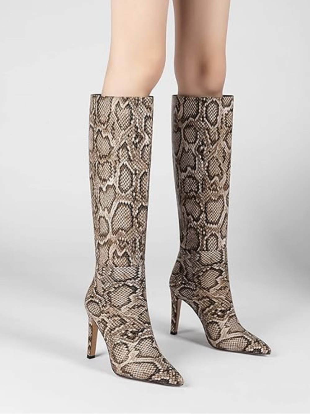 Express Brown Red Python Embossed Tall Boots Size 7 - Picture 4 of 4